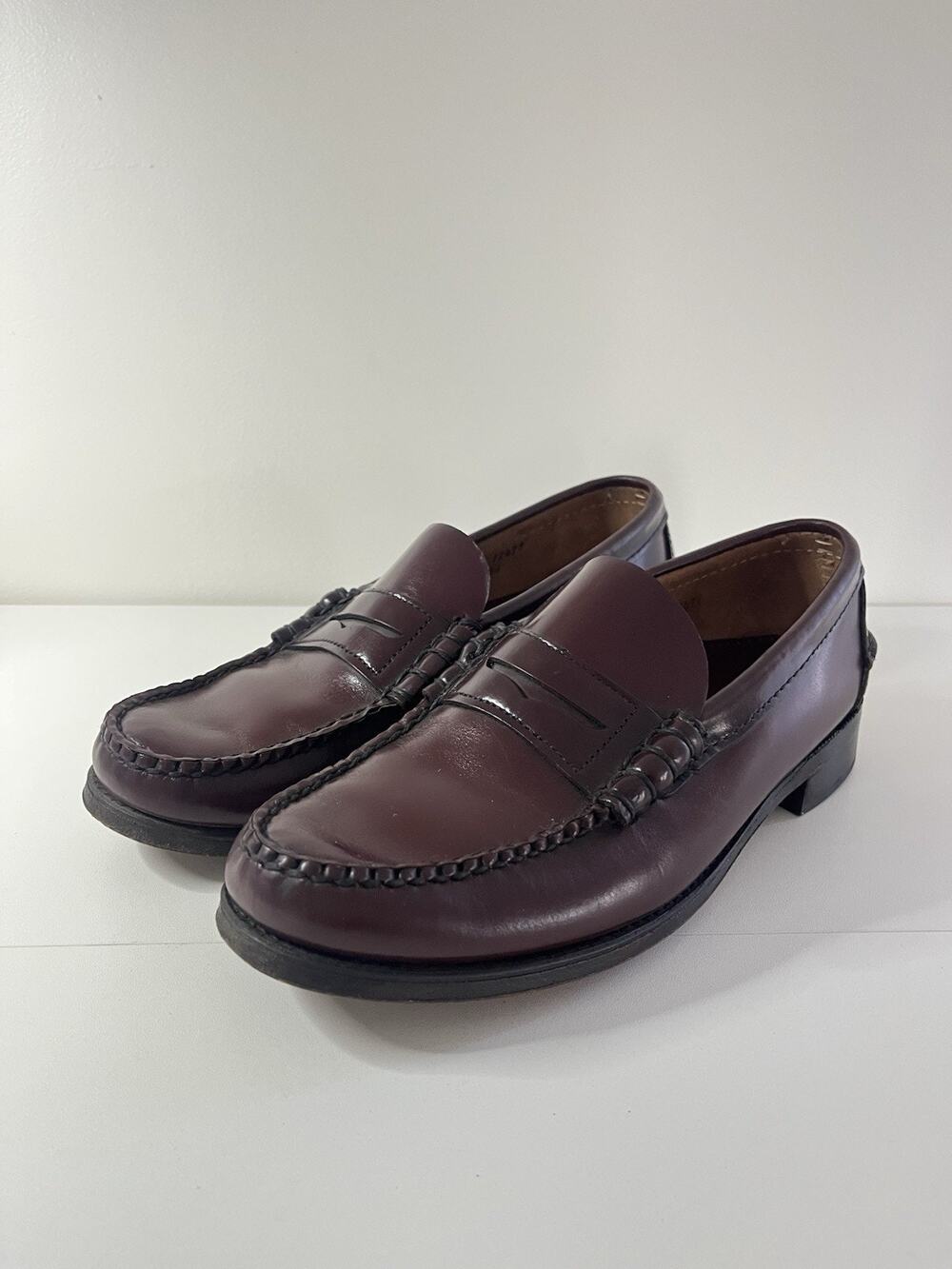 Sebago Penny Loafers Mens Genuine Leather Slip On Dress Shoes US 7.5 Burgundy